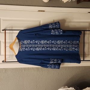 Blue Dress with Floral Design (Medium)